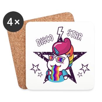 Vomit Rainbow Unicorn Disco Star pour les enfants, bébé - Dessous de verre (lot de 4) - blanc - Devant