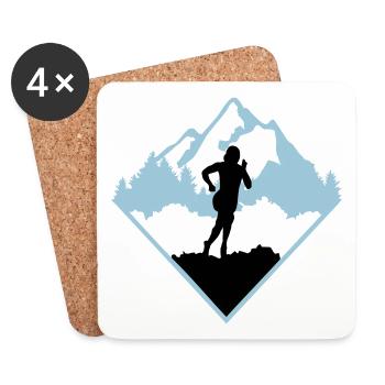 Course de trail, coureur, course - Dessous de verre (lot de 4) - blanc - Devant
