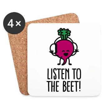Listen to the beet - Coasters (set of 4) - white - Front