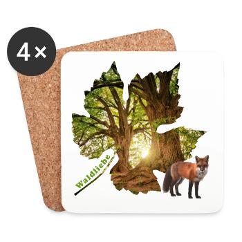 Forêt 48 avec renard - Dessous de verre (lot de 4) - blanc - Devant