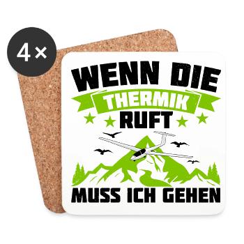 Wenn Die Thermik Ruft Muss Ich Gehen Segelflieger - Untersetzer (4er-Set) - Weiß - Vorne