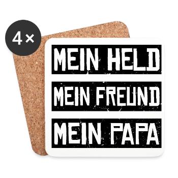 Mein Held Mein Freund Mein Vater Motiv für Väter, - Untersetzer (4er-Set) - Weiß - Vorne