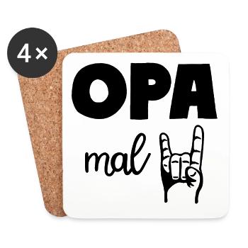 Opa mal Zwei 2 Kinder Rock'n' Roll Großvater - Untersetzer (4er-Set) - Weiß - Vorne