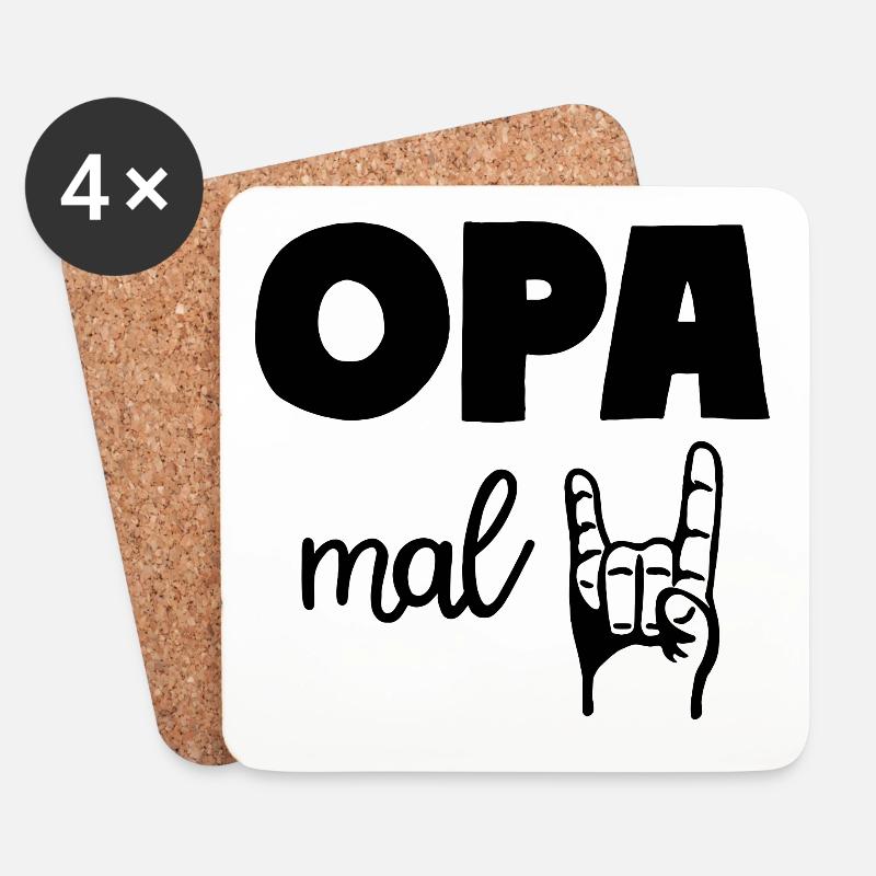 Opa mal Zwei 2 Kinder Rock'n' Roll Großvater - Untersetzer (4er-Set) - Weiß