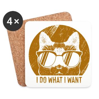 I Do What I Want Cat Lover Cat Owner Animals Pet O - Untersetzer (4er-Set) - Weiß - Vorne