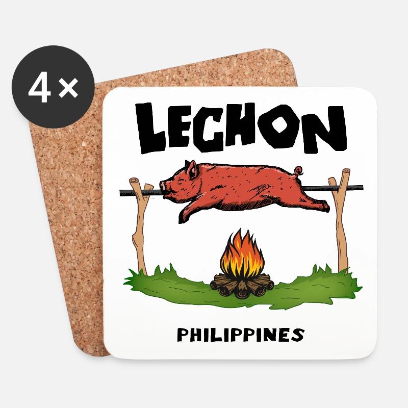 Lechon Philippinen Spanferkel Cebu Manila Geschenk - Untersetzer (4er-Set) - Weiß