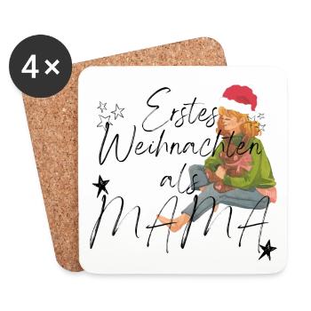 Erstes Weihnachten als Mama _ 1 - Untersetzer (4er-Set) - Weiß - Vorne