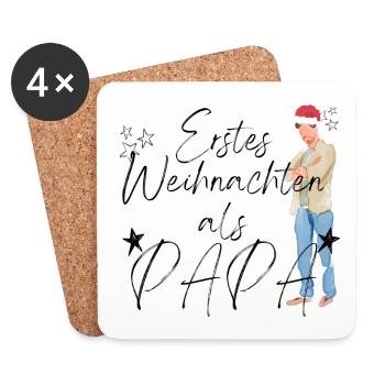 Erstes Weihnachten als Papa _2 - Untersetzer (4er-Set) - Weiß - Vorne