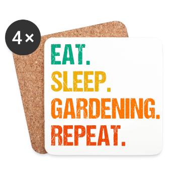 Eat Sleep Gardening Repeat Garden Gardener Horticu - Untersetzer (4er-Set) - Weiß - Vorne