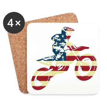 Retro Graphic Dirt Biker Motorcycle Enduro Motocro - Untersetzer (4er-Set) - Weiß - Vorne