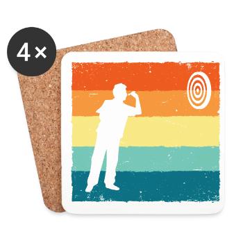 Retro Graphic Dart Player Darts Dartboard Bullseye - Coasters (set of 4) - white - Front