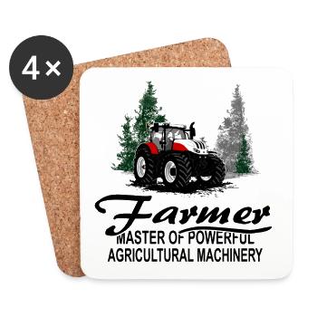 Tracteur - Tracteur - Agriculteur - Agriculteur - Dessous de verre (lot de 4) - blanc - Devant