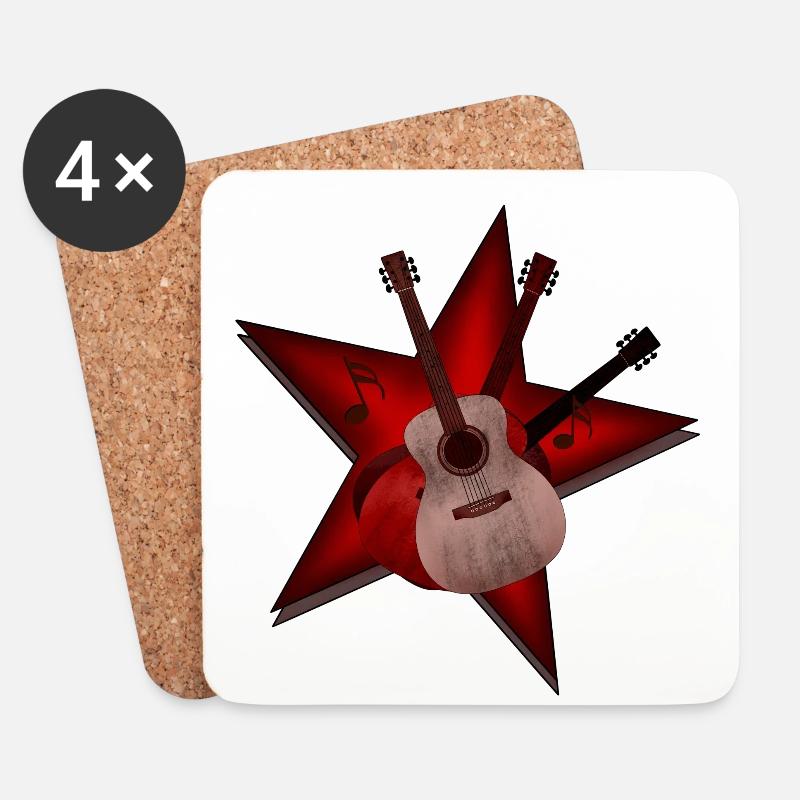 Gitarren Stern - Untersetzer (4er-Set) - Weiß