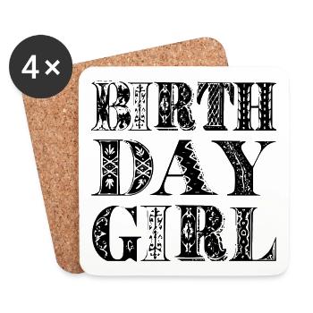 Fille d’anniversaire - Dessous de verre (lot de 4) - blanc - Devant