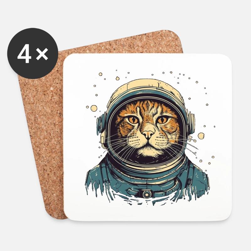 Coole Katze als Astronaut mit Anzug - Untersetzer (4er-Set) - Weiß