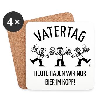 Vatertag – Bier Im Kopf (Karikatur / Tanz / 1C) - Untersetzer (4er-Set) - Weiß - Vorne