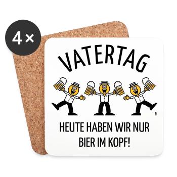 Vatertag – Bier Im Kopf (Karikatur Tanz / 3C / B) - Untersetzer (4er-Set) - Weiß - Vorne
