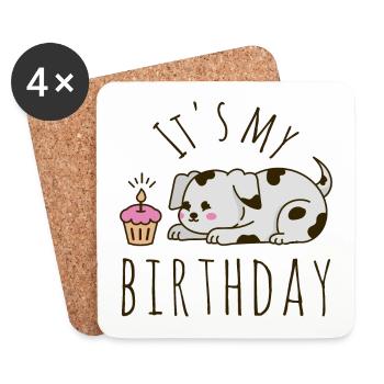 It's my Birthday Dog - Coasters (set of 4) - white - Front