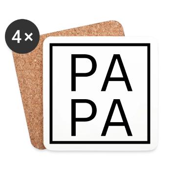 PAPA mit Quadrat Style Vatertag Geschenk 2024 - Untersetzer (4er-Set) - Weiß - Vorne
