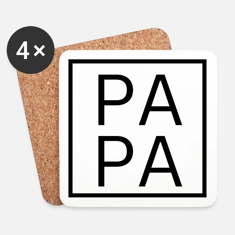PAPA mit Quadrat Style Vatertag Geschenk 2024 - Untersetzer (4er-Set) - Weiß