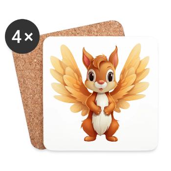Squirrel Angel - Celestial Animal Design - Coasters (set of 4) - white - Front