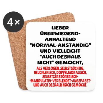 normal anständig nicht gemocht - Untersetzer (4er-Set) - Weiß - Vorne
