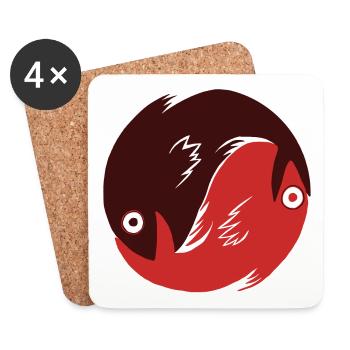 Ying Yang - Fische rot - Untersetzer (4er-Set) - Weiß - Vorne