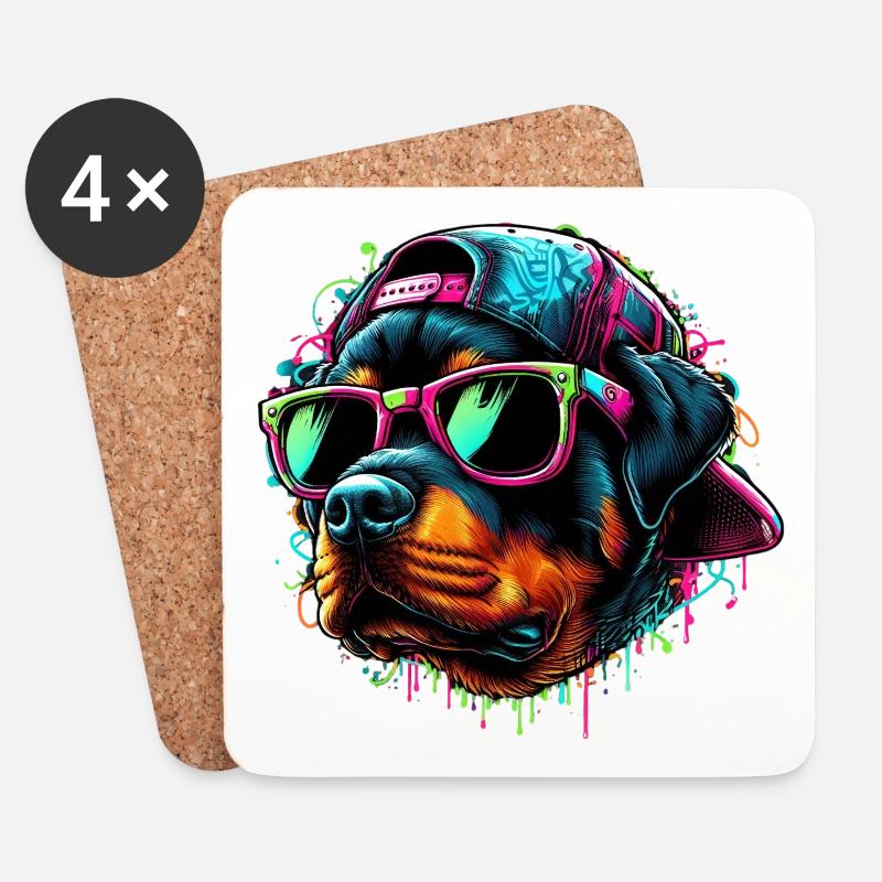 Rottweiler Grafitti Keep Cool - Untersetzer (4er-Set) - Weiß