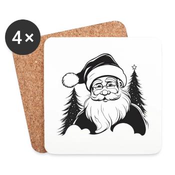 Weihnachtsmann Gesicht Weihnachtsdesign 2023 - Untersetzer (4er-Set) - Weiß - Vorne