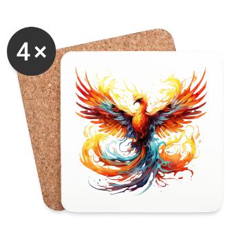 Phénix, Phénix, Feu, Flammes, Oiseau, Mythologie - Dessous de verre (lot de 4) - blanc - Devant
