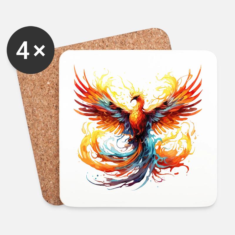 Phönix Phoenix Feuer Flammen Vogel Mythologie - Untersetzer (4er-Set) - Weiß