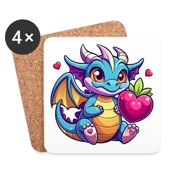 Dragon coloré - Dessous de verre (lot de 4) - blanc - Devant