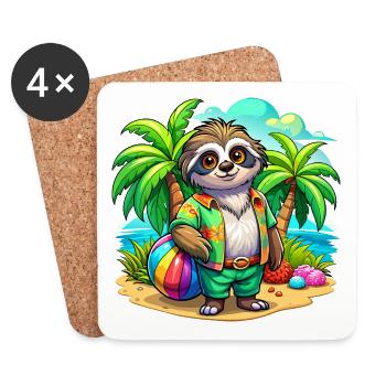 Cute holiday sloth - Coasters (set of 4) - white - Front
