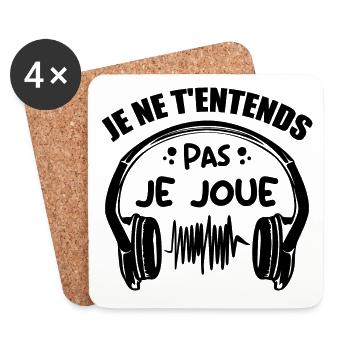 Je Ne T'entends Pas Je Joue - Dessous de verre (lot de 4) - blanc - Devant