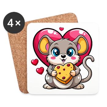 Cheese Loving Mouse - Coasters (set of 4) - white - Front