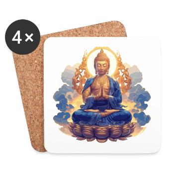 Buddha Buddhism Religion Spiritual Meditation - Coasters (set of 4) - white - Front