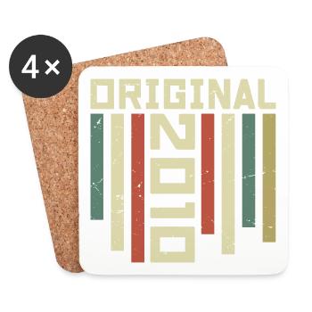 2010 Retro Gift 2010 14 Year Anniversary Gift - Coasters (set of 4) - white - Front