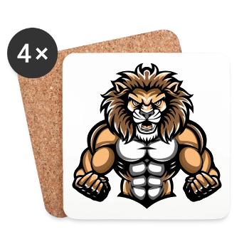 Leo Muscles Musculation - Dessous de verre (lot de 4) - blanc - Devant