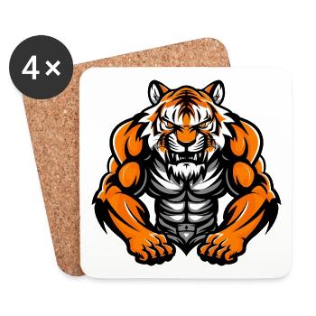 Tiger Muscles Bodybuilding - Coasters (set of 4) - white - Front