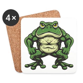 Frosch Muskeln Bodybuilding - Untersetzer (4er-Set) - Weiß - Vorne