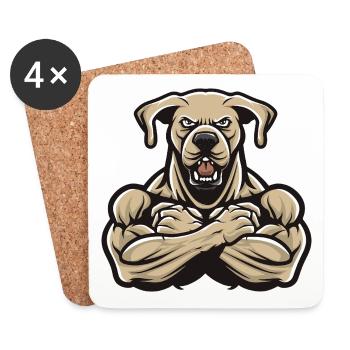Labrador Chien Muscles Musculation - Dessous de verre (lot de 4) - blanc - Devant