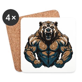 Grizzly Bär Beast - Untersetzer (4er-Set) - Weiß - Vorne