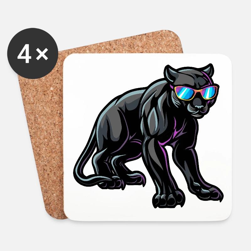 Panther Cool Tier - Untersetzer (4er-Set) - Weiß