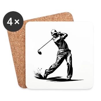Golf Golfer Golfschläger - Untersetzer (4er-Set) - Weiß - Vorne