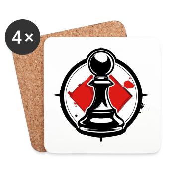 Échiquier Echecif Échec et mat - Dessous de verre (lot de 4) - blanc - Devant
