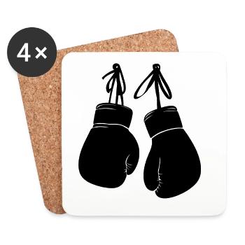 Gants de boxe Boxe Arts martiaux Fighter Boxing Ring - Dessous de verre (lot de 4) - blanc - Devant