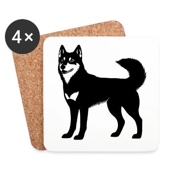 Silhouette husky chien chien de traîneau - Dessous de verre (lot de 4) - blanc - Devant