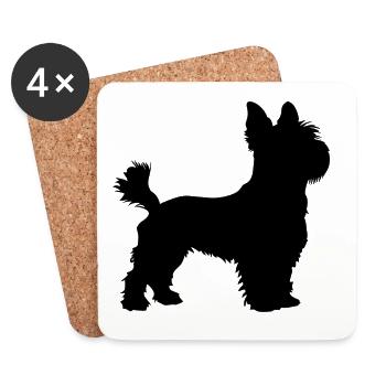 Silhouette de chien Yorkshire Terrier Propriétaire de chien - Dessous de verre (lot de 4) - blanc - Devant
