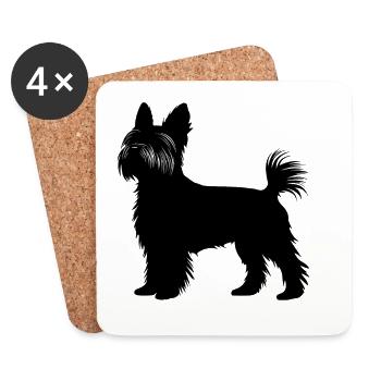 Silhouette de chien Yorkshire Terrier - Dessous de verre (lot de 4) - blanc - Devant