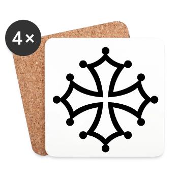 Croix occitane - Dessous de verre (lot de 4) - blanc - Devant